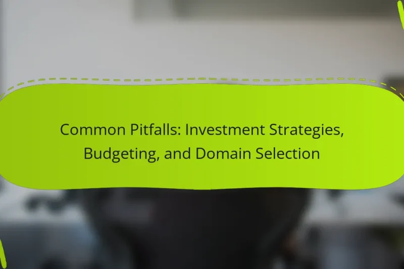 Common Pitfalls: Investment Strategies, Budgeting, and Domain Selection