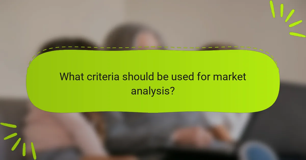 What criteria should be used for market analysis?
